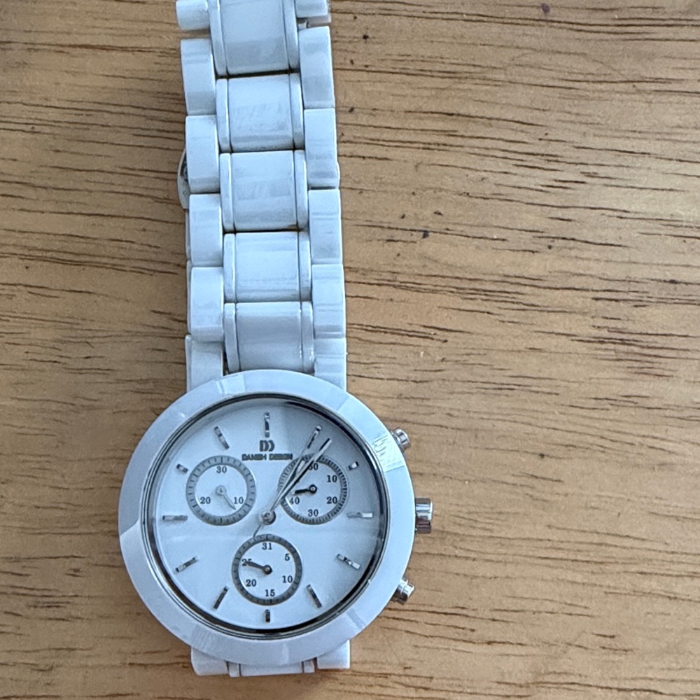 Danish Design White Ceramic Chronograph Watch